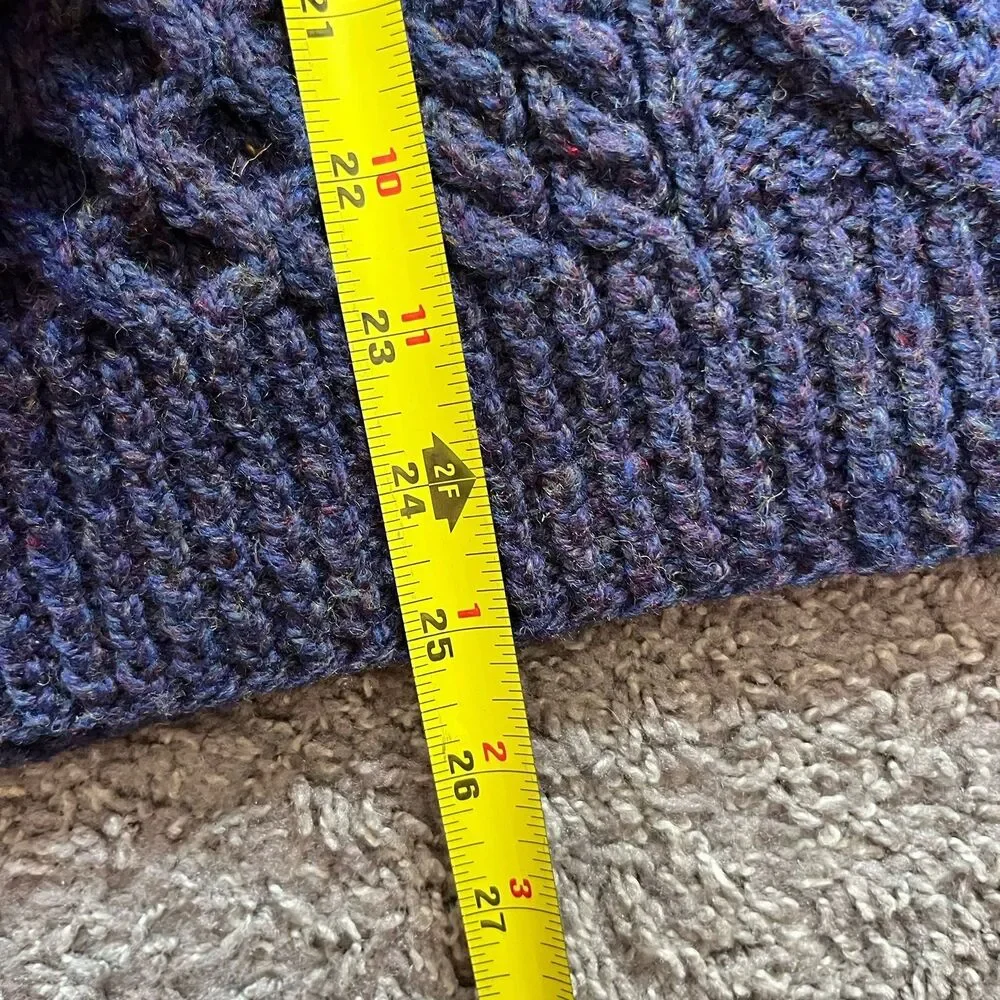 Vintage An Tuirne Ireland Sweater Wool Cable Knit Fisherman Chunky Blue Size L